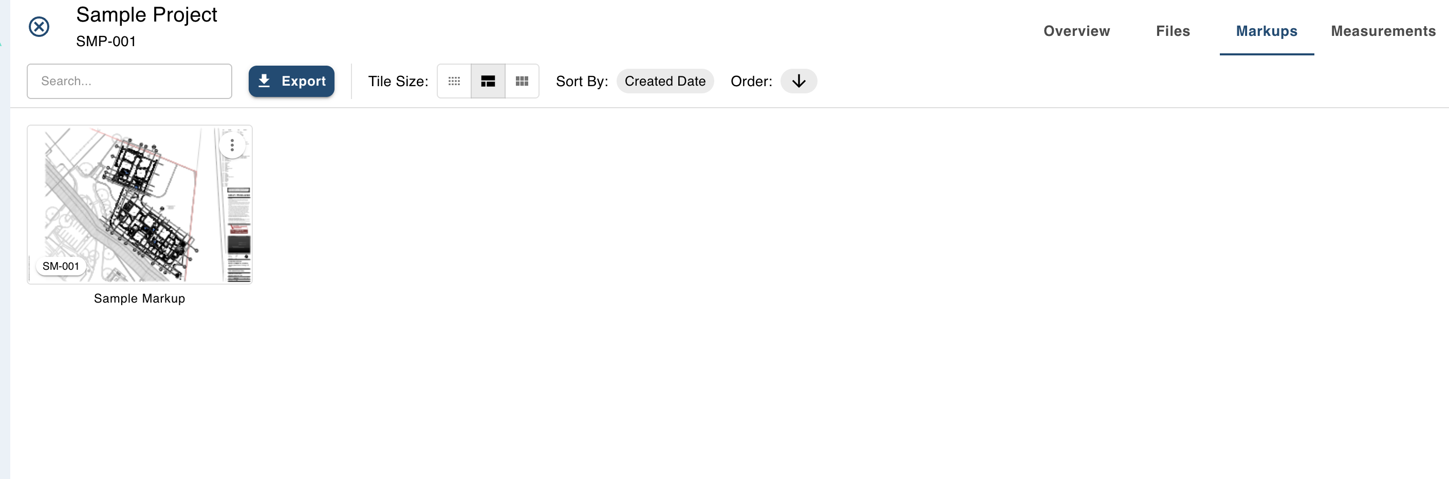 Markups tab showing created markup pages